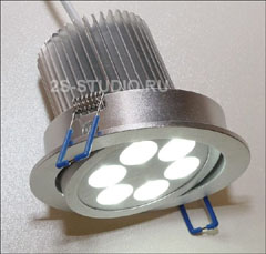 врезной направленный светодиодный светильник для мебели и потолков СПОТ-6